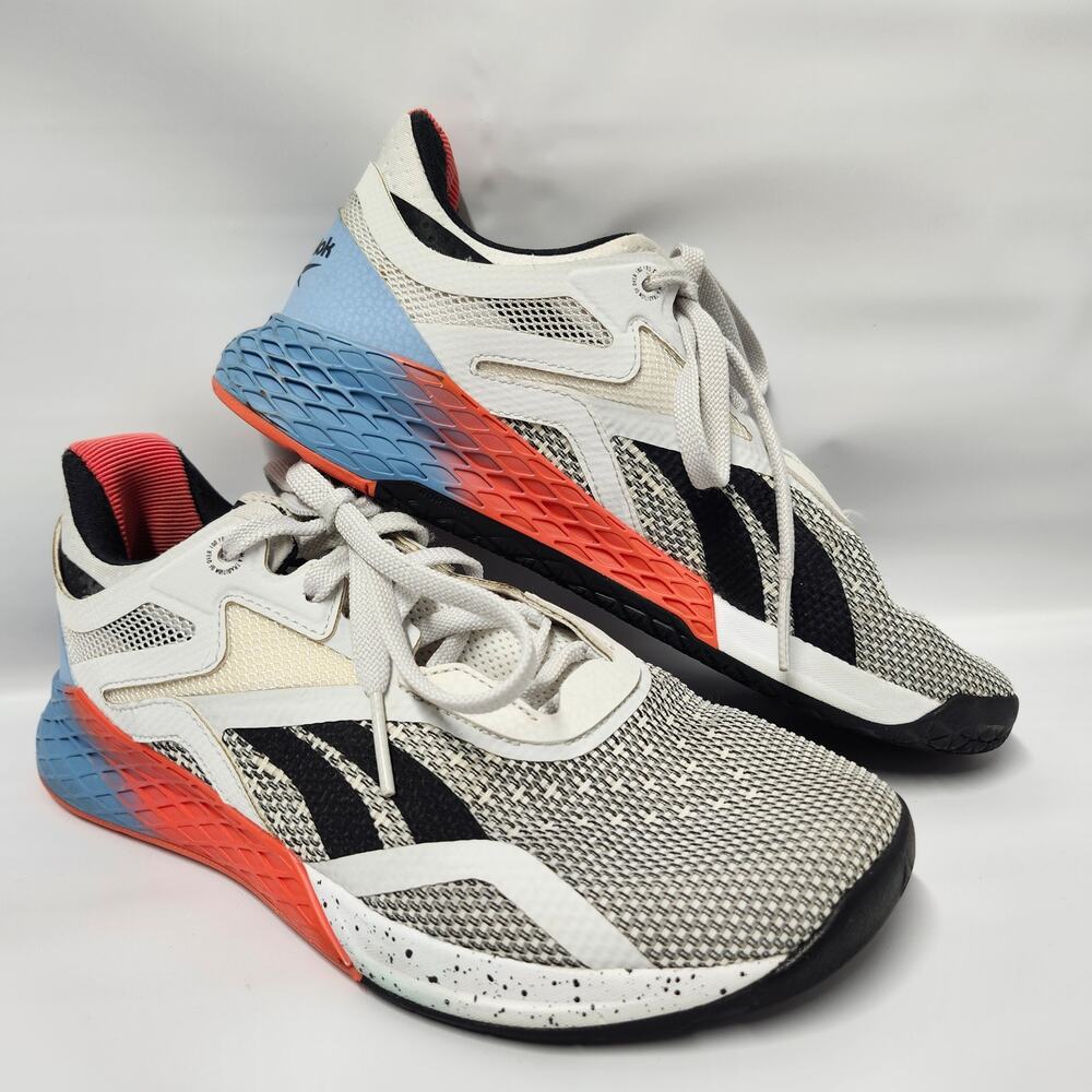 Reebok Nano X Womens Size 7 Cross Training Shoes White Blue Orange EF7533